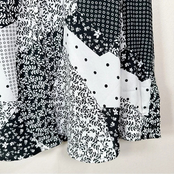 Calvin Klein Womens Size Xlarge Patchwork Print  Over Button Relaxed Shirt - Picture 5 of 13